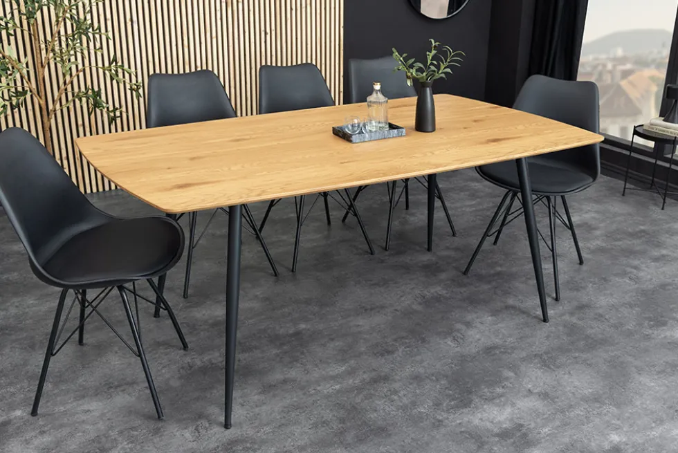 Industrial Esstisch APARTMENT 120cm natur Wildeiche schwarzes Metallgestell