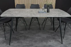 Industrial Esstisch APARTMENT 120cm grau Beton-Design schwarzes Metallgestell