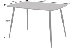Industrial Esstisch APARTMENT 120cm grau Beton-Design schwarzes Metallgestell
