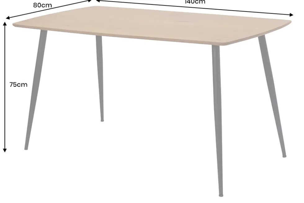 Industrial Esstisch APARTMENT 140cm natur Wildeiche schwarzes Metallgestell