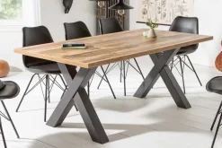 Industrial Esstisch MONTREAL 180cm natur schwarz Eichenholz-Design X-Gestell