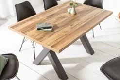 Industrial Esstisch MONTREAL 140cm natur schwarz Eichenholz-Design X-Gestell