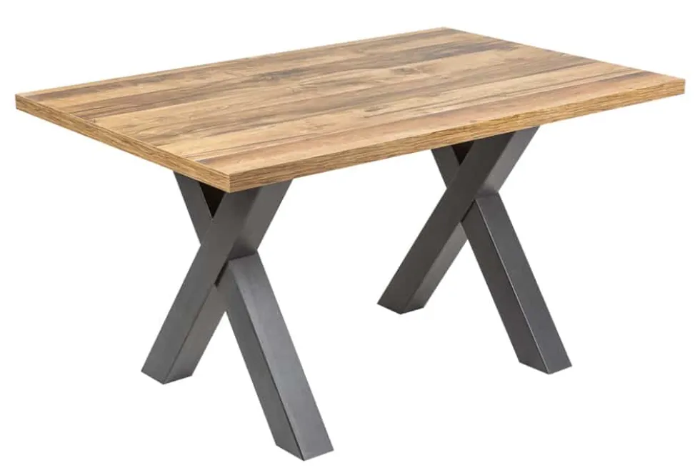 Industrial Esstisch MONTREAL 140cm natur schwarz Eichenholz-Design X-Gestell