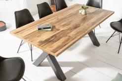 Industrial Esstisch MONTREAL 160cm natur schwarz Eichenholz-Design X-Gestell