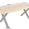 Industrial Esstisch WILD 160cm braun Wildeiche-Design Baumkante schwarz X-Gestell