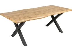 Industrial Esstisch WILD 160cm braun Wildeiche-Design Baumkante schwarz X-Gestell