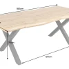 Industrial Esstisch WILD 180cm braun Wildeiche-Design Baumkante schwarz X-Gestell