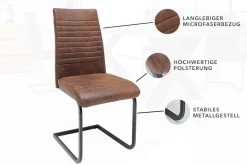 Industrial Freischwinger Stuhl APARTMENT antik braun mit Metallgestell