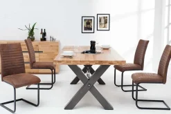 Industrial Freischwinger Stuhl APARTMENT antik braun mit Metallgestell