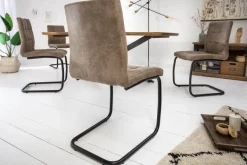 Industrial Freischwinger Stuhl MODENA vintage taupe mit Ziersteppung