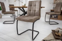Industrial Freischwinger Stuhl MODENA vintage taupe mit Ziersteppung