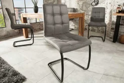 Industrial Freischwinger Stuhl MODENA vintage grau mit Ziersteppung