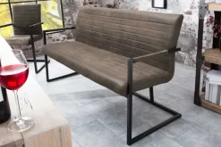 Industrial Freischwinger Bank LOFT 160cm taupe mit Armlehne