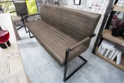 Industrial Freischwinger Bank LOFT 160cm taupe mit Armlehne
