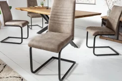 Industrial Freischwinger Stuhl APARTMENT antik taupe mit Metallgestell