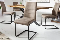 Industrial Freischwinger Stuhl APARTMENT antik taupe mit Metallgestell
