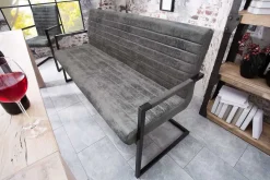 Industrial Freischwinger Bank LOFT 160cm vintage grau mit Armlehne