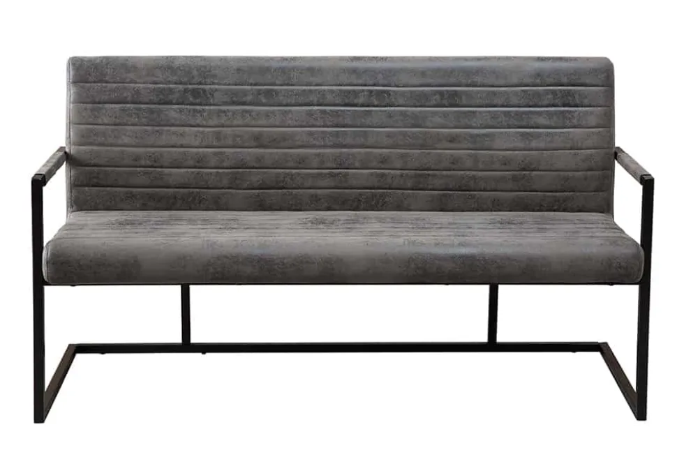 Industrial Freischwinger Bank LOFT 160cm vintage grau mit Armlehne