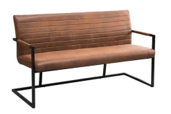 Industrial Freischwinger Bank LOFT 160cm vintage braun mit Armlehne