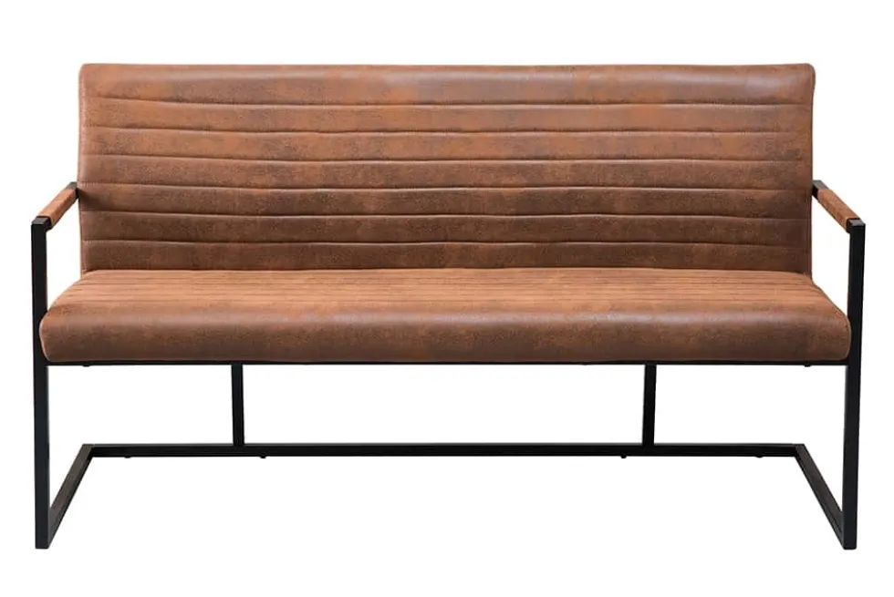 Industrial Freischwinger Bank LOFT 160cm vintage braun mit Armlehne