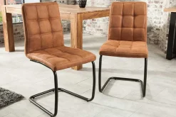 Industrial Freischwinger Stuhl MODENA hellbraun mit Ziersteppung