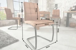 Industrial Freischwinger Stuhl MODENA hellbraun mit Ziersteppung