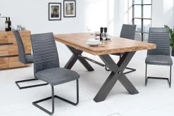 Industrial Freischwinger Stuhl APARTMENT antik grau mit Metallgestell