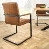 Industrial Freischwinger Stuhl LOFT vintage braun Microfaser mit Armlehne Eisengestell