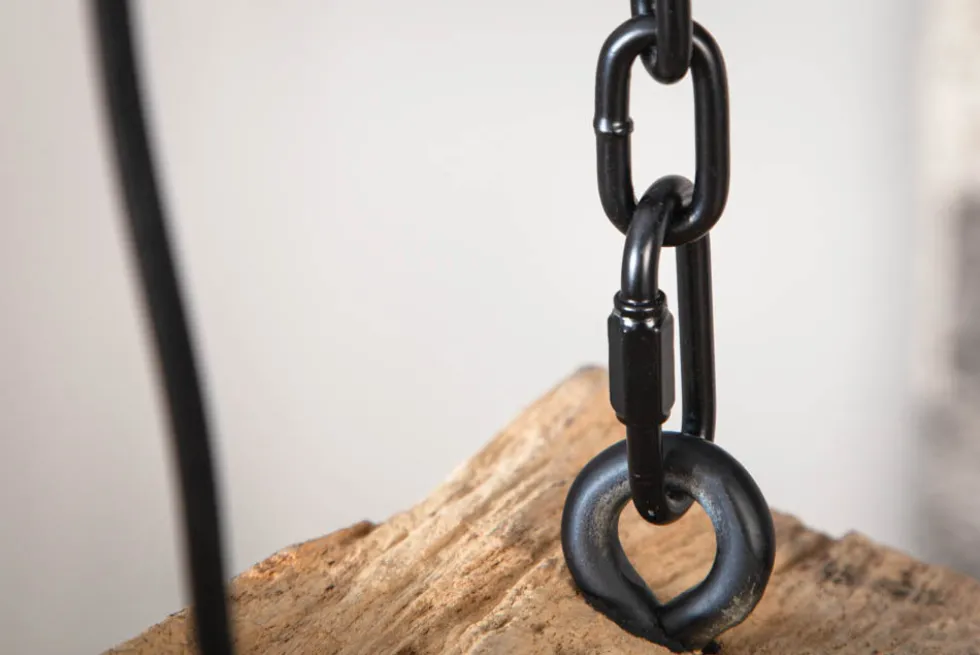 Industrial Hängelampe BARRACUDA 70cm recyceltes Massivholz mit 3 Leuchten
