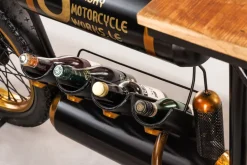 Industrial Konsolentisch MOTORCYCLE 185cm Mangoholz schwarz Motorrad Bartheke Upcycling