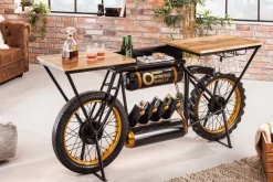Industrial Konsolentisch MOTORCYCLE 185cm Mangoholz schwarz Motorrad Bartheke Upcycling