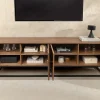 Industrial Lowboard GRANDEZZA 180cm natur Walnuss schwarz Metall TV-Board