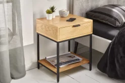 Industrial Nachttisch ELEMENTS 40cm Eiche Beistelltisch mit Schublade