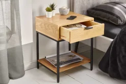 Industrial Nachttisch ELEMENTS 40cm Eiche Beistelltisch mit Schublade