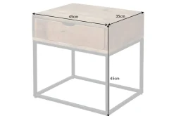 Industrial Nachttisch IRON CRAFT 45cm Mangoholz mit Schublade Beistelltisch