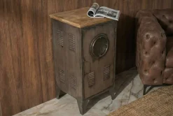 Industrial Schrank NAUTILUS 85cm natur grau Metall Massivholz Vintage Spind
