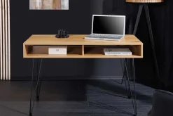 Industrial Schreibtisch STUDIO 110cm natur Eiche Laptoptisch Hairpin Legs Stauraum