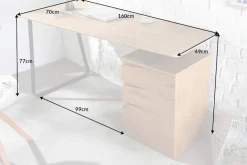 Industrial Schreibtisch STUDIO 160cm Eichenoptik mit 3 Schubladen