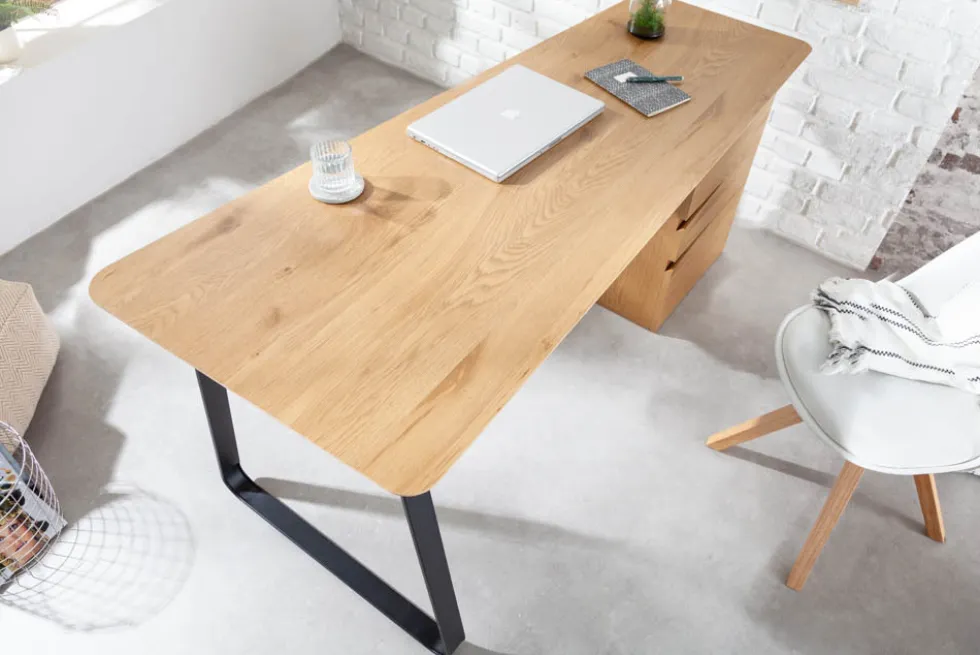 Industrial Schreibtisch STUDIO 160cm Eichenoptik mit 3 Schubladen