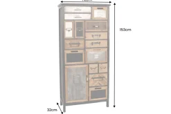 Industrial Schubladenschrank SECRETS 150cm braun schwarz Metall Pinienholz Vintage