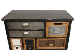 Industrial Schubladenschrank SECRETS 150cm braun schwarz Metall Pinienholz Vintage