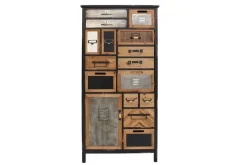 Industrial Schubladenschrank SECRETS 150cm braun schwarz Metall Pinienholz Vintage