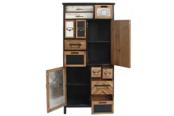 Industrial Schubladenschrank SECRETS 150cm braun schwarz Metall Pinienholz Vintage