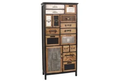 Industrial Schubladenschrank SECRETS 150cm braun schwarz Metall Pinienholz Vintage
