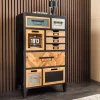 Industrial Schubladenschrank SECRETS 95cm natur braun schwarz Metall Pinienholz Kommode