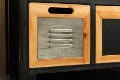 Industrial Schubladenschrank SECRETS 95cm natur braun schwarz Metall Pinienholz Kommode