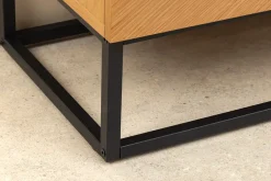 Industrial Sideboard GRANDEZZA 180cm natur Eiche schwarz Metall viel Stauraum