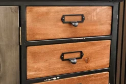 Industrial Sideboard NAUTILUS 105cm braun schwarz grau Pinienholz Metall Vintage-Look
