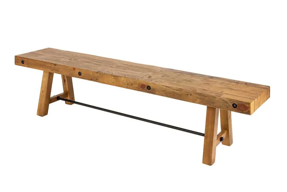 Industrial Sitzbank FINCA 165cm vintage braun recyceltes Pinienholz