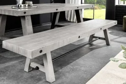 Industrial Sitzbank FINCA 165cm grau Pinie recyceltes Massivholz Eisen